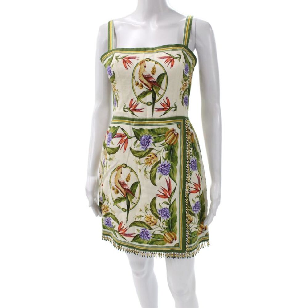 Farm Rio Womens Sundress White Floral Square Neck Sleeveless Short Size S
